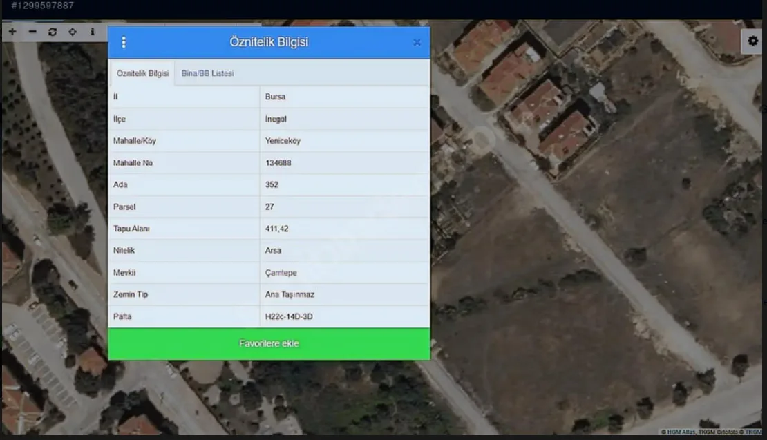 İnegöl Yeniceköy'de Satılık 411m² Yatırım Arsa Müstakil tapu